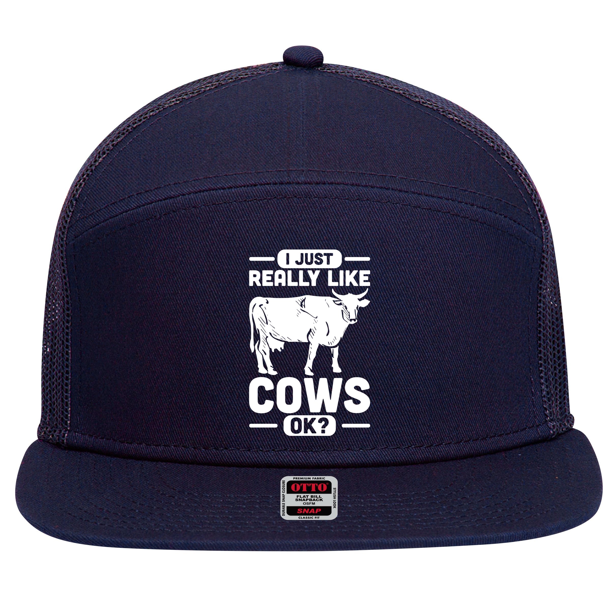 Cow Pet Farm Animal Cows 7 Panel Mesh Trucker Snapback Hat
