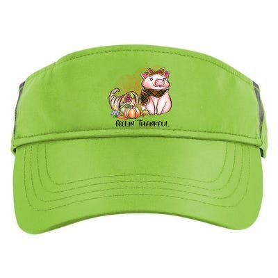 Cute Pig Feelin' Thankful's Gift For Thanksgiving Adult Drive Performance Visor