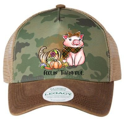 Cute Pig Feelin' Thankful's Gift For Thanksgiving Legacy Tie Dye Trucker Hat