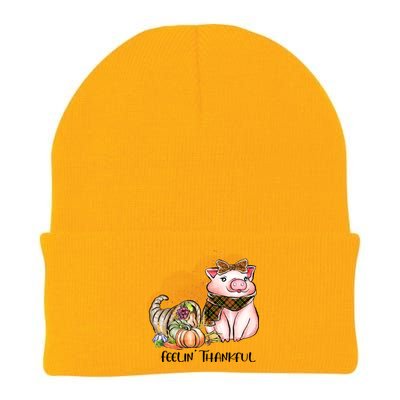 Cute Pig Feelin' Thankful's Gift For Thanksgiving Knit Cap Winter Beanie