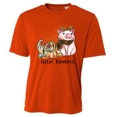 Cute Pig Feelin' Thankful's Gift For Thanksgiving Cooling Performance Crew T-Shirt