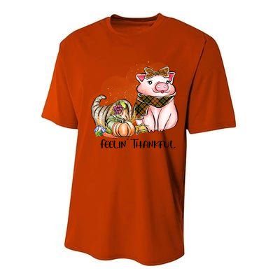 Cute Pig Feelin' Thankful's Gift For Thanksgiving Performance Sprint T-Shirt