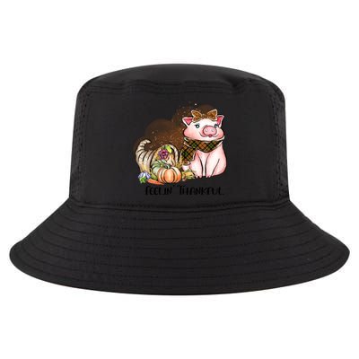 Cute Pig Feelin' Thankful's Gift For Thanksgiving Cool Comfort Performance Bucket Hat