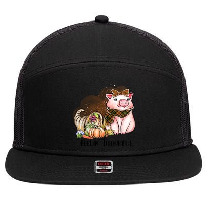 Cute Pig Feelin' Thankful's Gift For Thanksgiving 7 Panel Mesh Trucker Snapback Hat