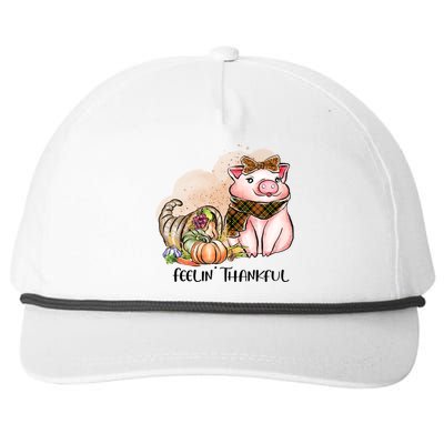 Cute Pig Feelin' Thankful's Gift For Thanksgiving Snapback Five-Panel Rope Hat