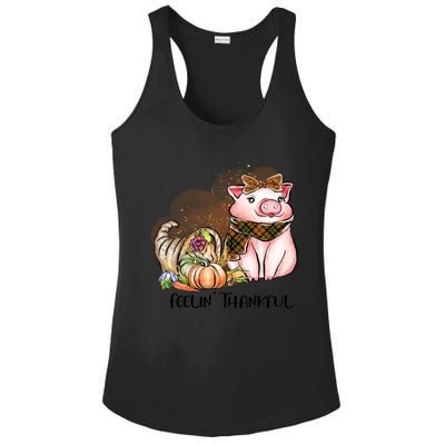 Cute Pig Feelin' Thankful's Gift For Thanksgiving Ladies PosiCharge Competitor Racerback Tank