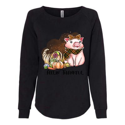 Cute Pig Feelin' Thankful's Gift For Thanksgiving Womens California Wash Sweatshirt