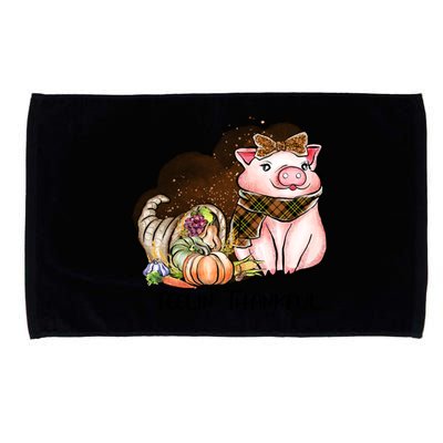 Cute Pig Feelin' Thankful's Gift For Thanksgiving Microfiber Hand Towel