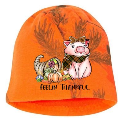 Cute Pig Feelin' Thankful's Gift For Thanksgiving Kati - Camo Knit Beanie