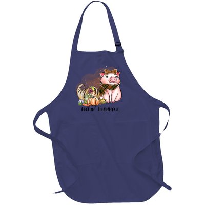 Cute Pig Feelin' Thankful's Gift For Thanksgiving Full-Length Apron With Pockets