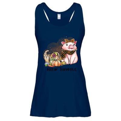 Cute Pig Feelin' Thankful's Gift For Thanksgiving Ladies Essential Flowy Tank