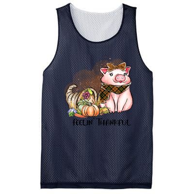 Cute Pig Feelin' Thankful's Gift For Thanksgiving Mesh Reversible Basketball Jersey Tank