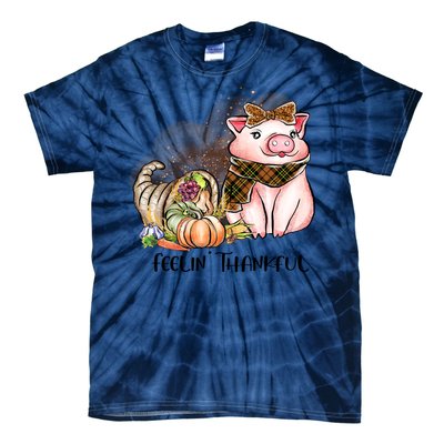 Cute Pig Feelin' Thankful's Gift For Thanksgiving Tie-Dye T-Shirt