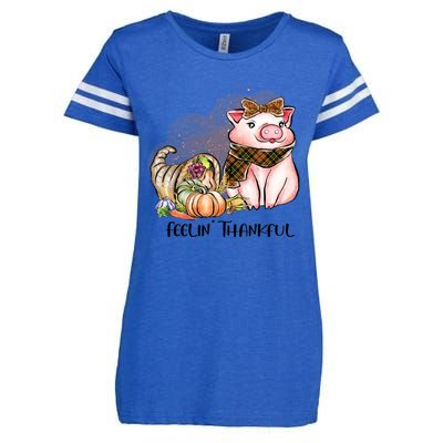 Cute Pig Feelin' Thankful's Gift For Thanksgiving Enza Ladies Jersey Football T-Shirt