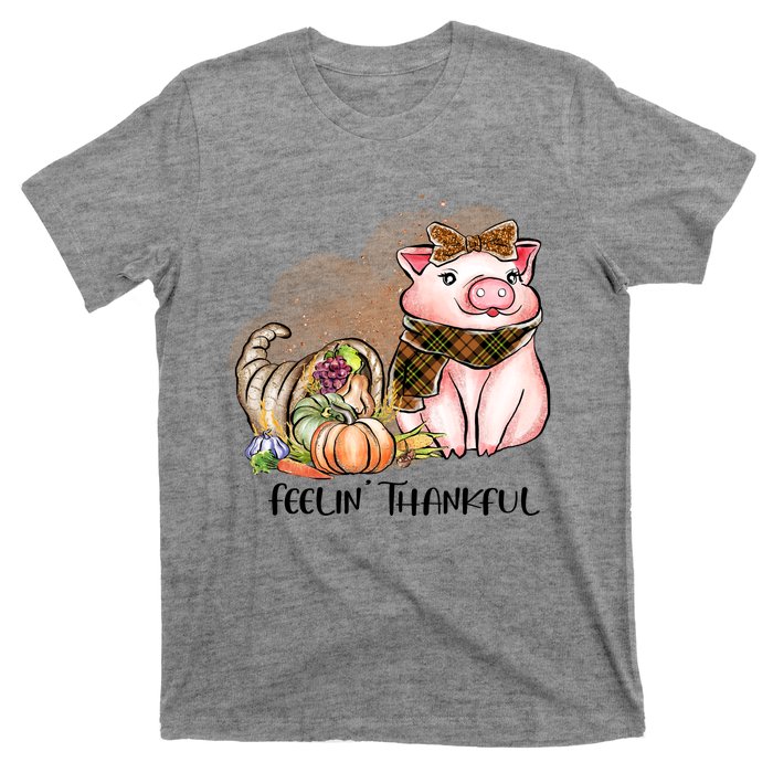 Cute Pig Feelin' Thankful's Gift For Thanksgiving T-Shirt