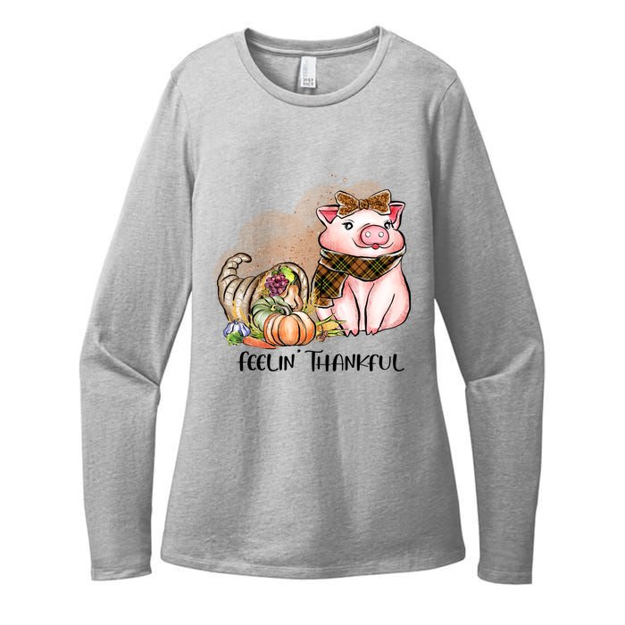 Cute Pig Feelin' Thankful's Gift For Thanksgiving Womens CVC Long Sleeve Shirt