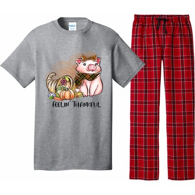 Cute Pig Feelin' Thankful's Gift For Thanksgiving Pajama Set