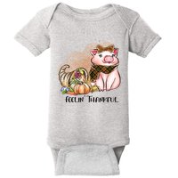 Cute Pig Feelin' Thankful's Gift For Thanksgiving Baby Bodysuit