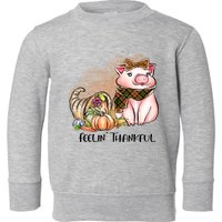 Cute Pig Feelin' Thankful's Gift For Thanksgiving Toddler Sweatshirt