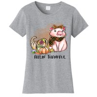 Cute Pig Feelin' Thankful's Gift For Thanksgiving Women's T-Shirt