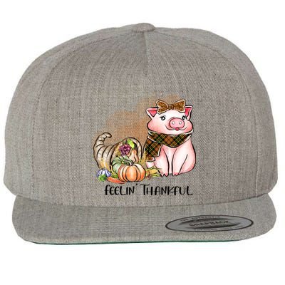 Cute Pig Feelin' Thankful's Gift For Thanksgiving Wool Snapback Cap