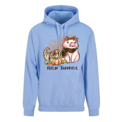 Cute Pig Feelin' Thankful's Gift For Thanksgiving Unisex Surf Hoodie