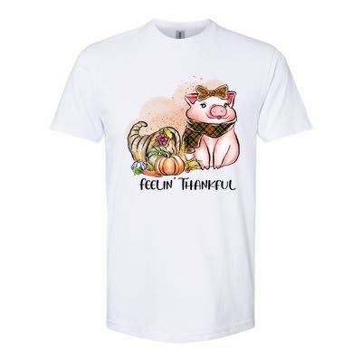 Cute Pig Feelin' Thankful's Gift For Thanksgiving Softstyle CVC T-Shirt