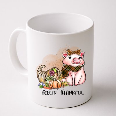 Cute Pig Feelin' Thankful's Gift For Thanksgiving Coffee Mug