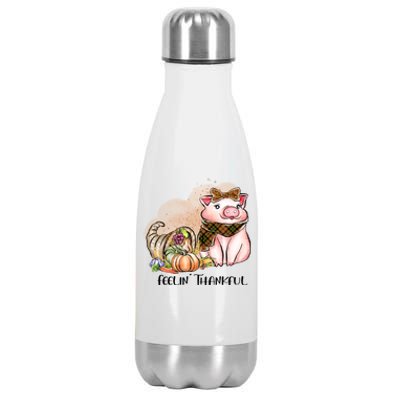 Cute Pig Feelin' Thankful's Gift For Thanksgiving Stainless Steel Insulated Water Bottle