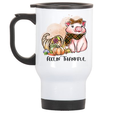 Cute Pig Feelin' Thankful's Gift For Thanksgiving Stainless Steel Travel Mug