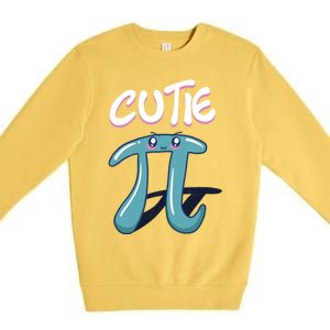 Cutie Pi Funny Nerd Gift For Math Geeks Pi Day Design Cool Gift Premium Crewneck Sweatshirt