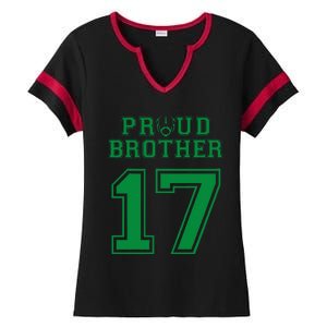 Custom Proud Football Brother Number 17 G Personalized Ladies Halftime Notch Neck Tee