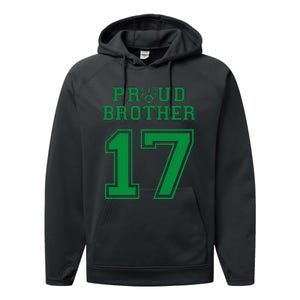 Custom Proud Football Brother Number 17 G Personalized Performance Fleece Hoodie