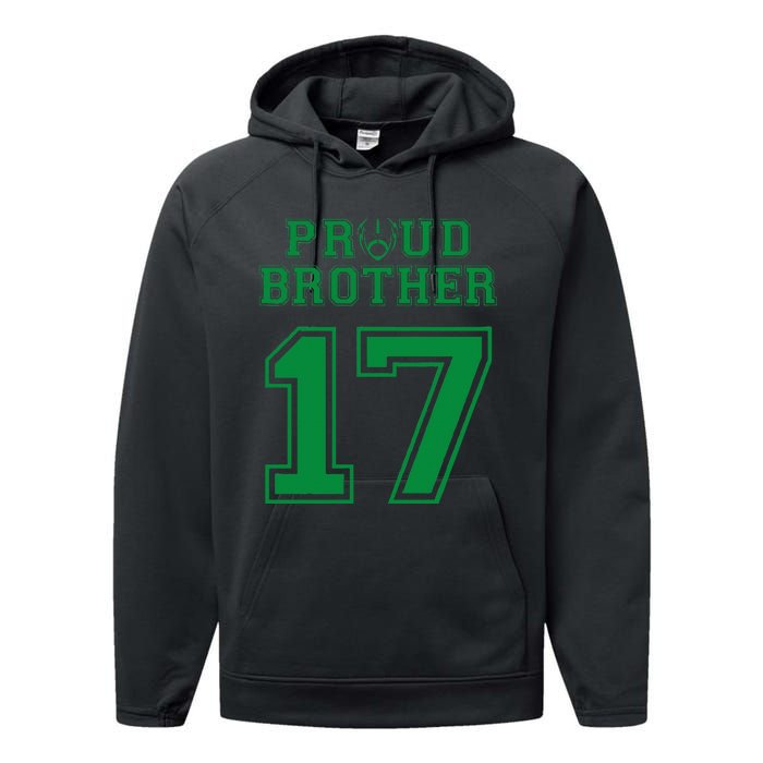 Custom Proud Football Brother Number 17 G Personalized Performance Fleece Hoodie