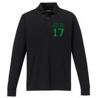 Custom Proud Football Brother Number 17 G Personalized Performance Long Sleeve Polo