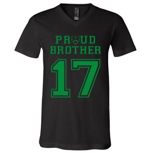 Custom Proud Football Brother Number 17 G Personalized V-Neck T-Shirt