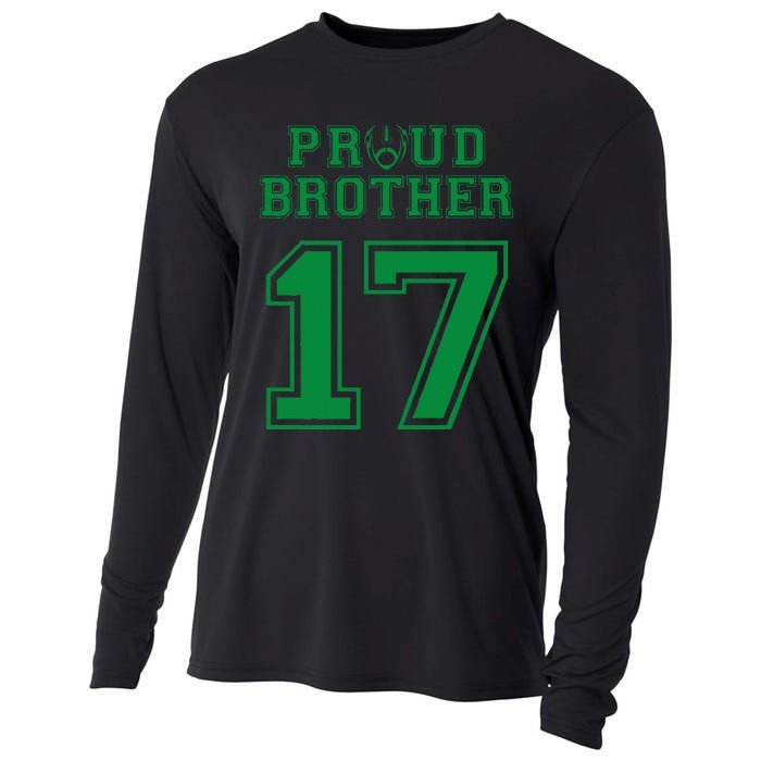 Custom Proud Football Brother Number 17 G Personalized Cooling Performance Long Sleeve Crew