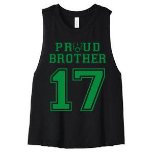 Custom Proud Football Brother Number 17 G Personalized Women's Racerback Cropped Tank