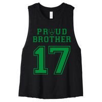 Custom Proud Football Brother Number 17 G Personalized Women's Racerback Cropped Tank