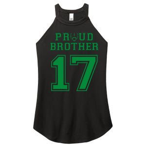 Custom Proud Football Brother Number 17 G Personalized Women's Perfect Tri Rocker Tank