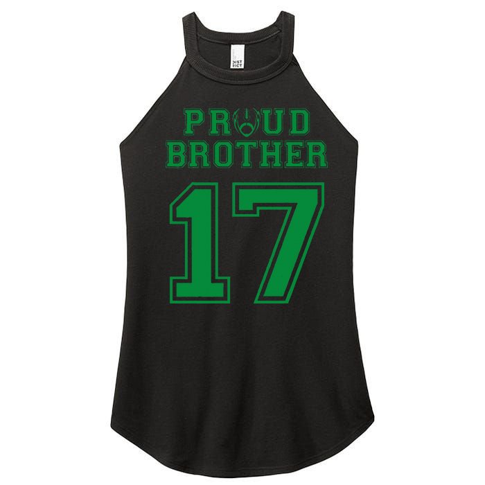 Custom Proud Football Brother Number 17 G Personalized Women's Perfect Tri Rocker Tank