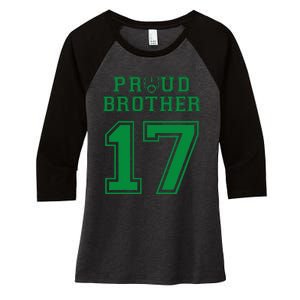 Custom Proud Football Brother Number 17 G Personalized Women's Tri-Blend 3/4-Sleeve Raglan Shirt