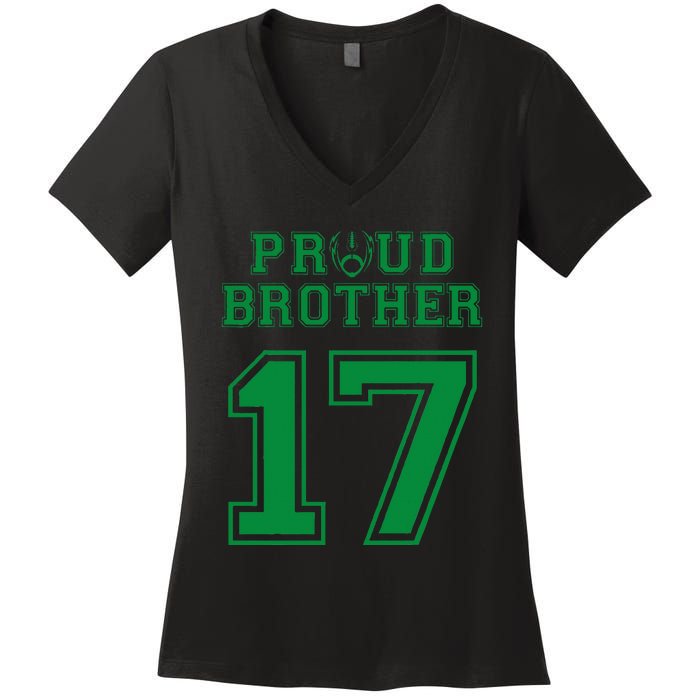 Custom Proud Football Brother Number 17 G Personalized Women's V-Neck T-Shirt