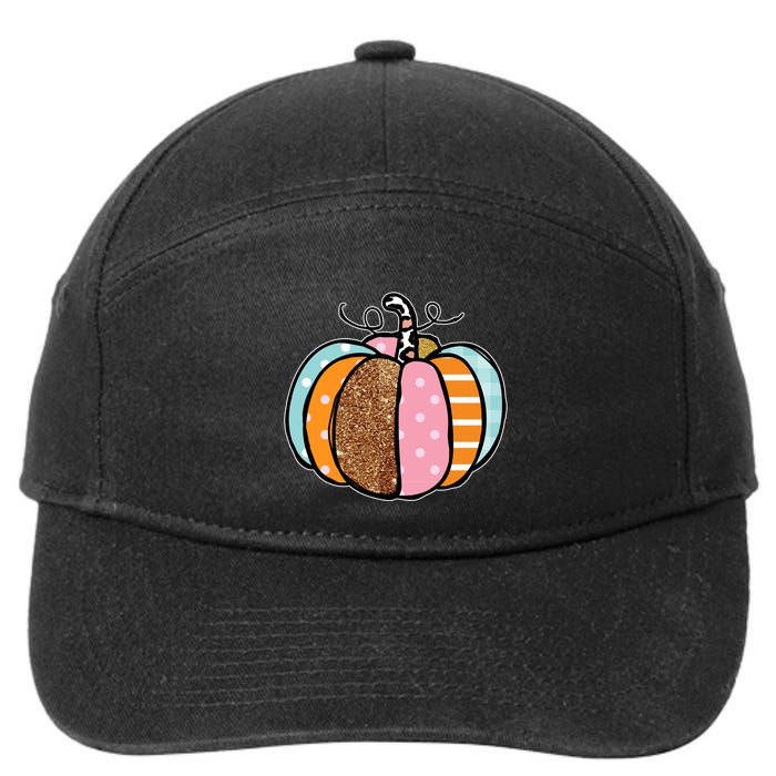 Colorful Pumpkin Festive Fall 7-Panel Snapback Hat
