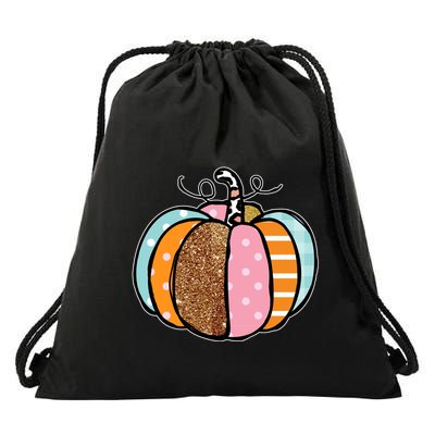 Colorful Pumpkin Festive Fall Drawstring Bag