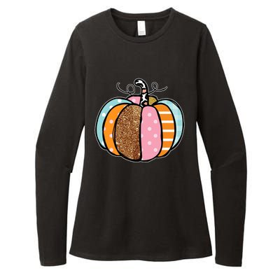 Colorful Pumpkin Festive Fall Womens CVC Long Sleeve Shirt