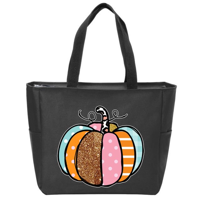 Colorful Pumpkin Festive Fall Zip Tote Bag