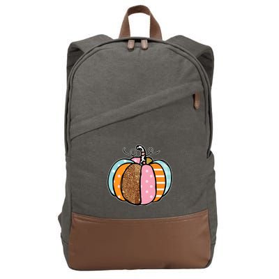 Colorful Pumpkin Festive Fall Cotton Canvas Backpack