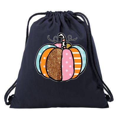 Colorful Pumpkin Festive Fall Drawstring Bag