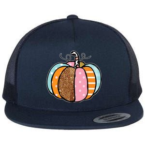 Colorful Pumpkin Festive Fall Flat Bill Trucker Hat